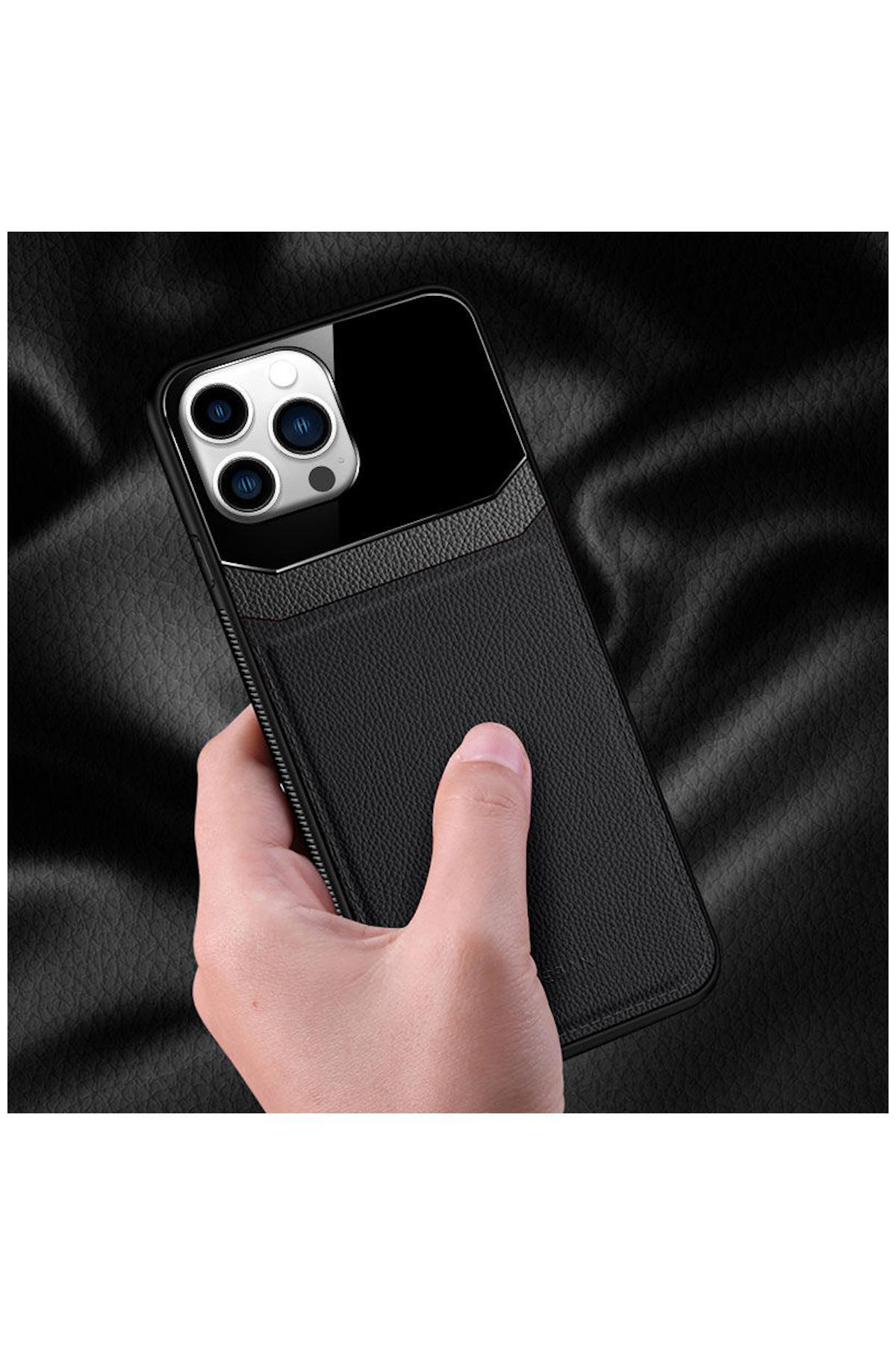 Apple iPhone 14 Pro Max Uyumlu Kılıf Lens Deri Kılıf