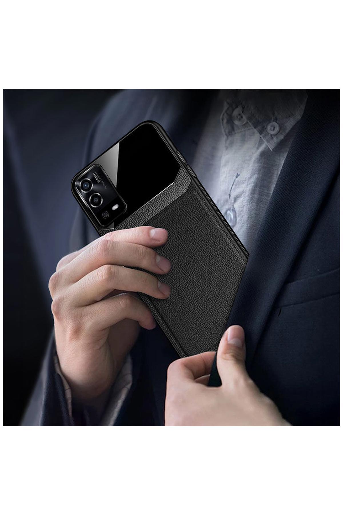 Oppo A55 Uyumlu Kılıf Lens Deri Kılıf