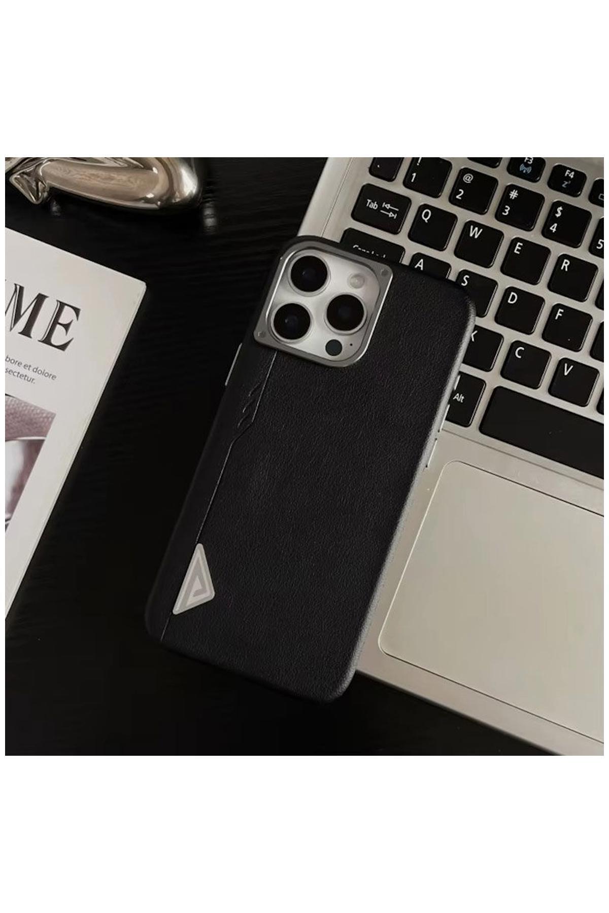 Apple iPhone 16 Pro Uyumlu Kılıf Arvento Elite Deri Kılıf Kahverengi