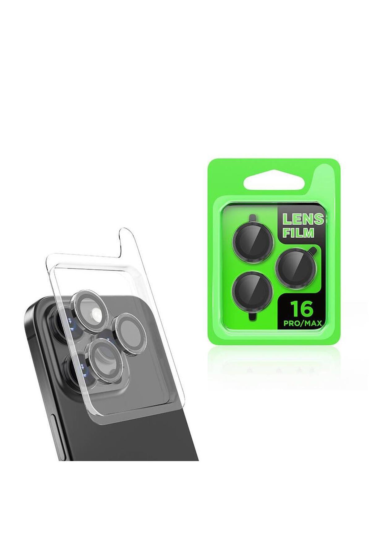 Apple iPhone 16 Uyumlu Zebana KL10 Kamera Lens Koruma Camı Siyah