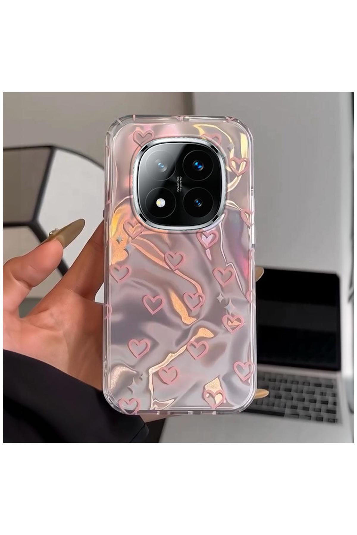 Xiaomi Redmi Note 14 Pro Plus 5G Uyumlu Kılıf Zebana Pink Heart Silikon Kılıf