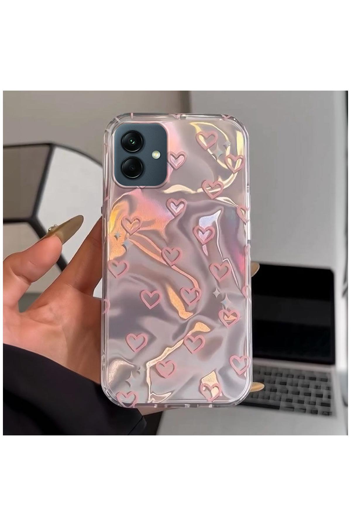 Samsung Galaxy A06 Uyumlu Kılıf Zebana Pink Heart Silikon Kılıf