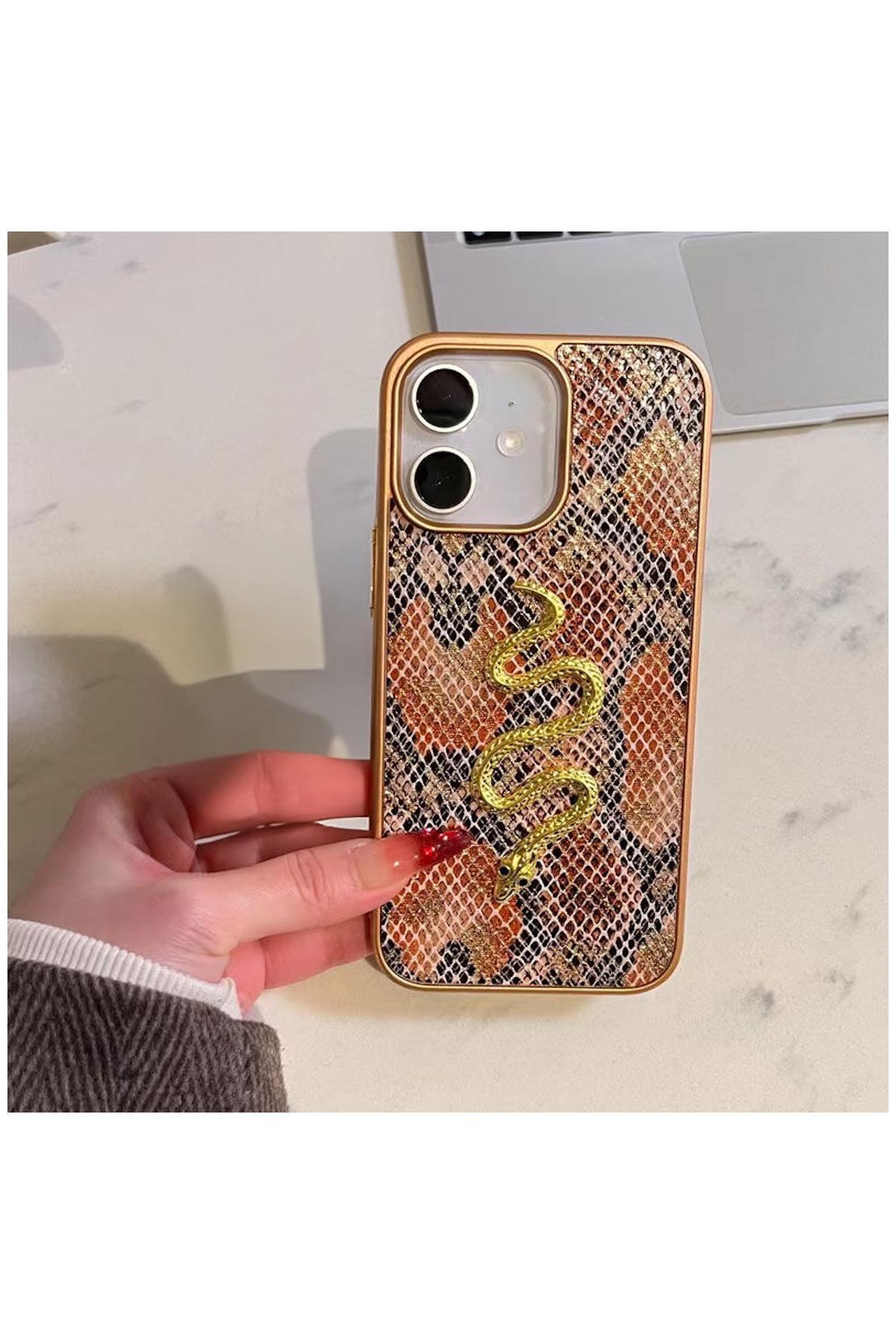 Apple iPhone 11 Uyumlu Kılıf Zebana Golden Serpent Silikon Kılıf Siyah