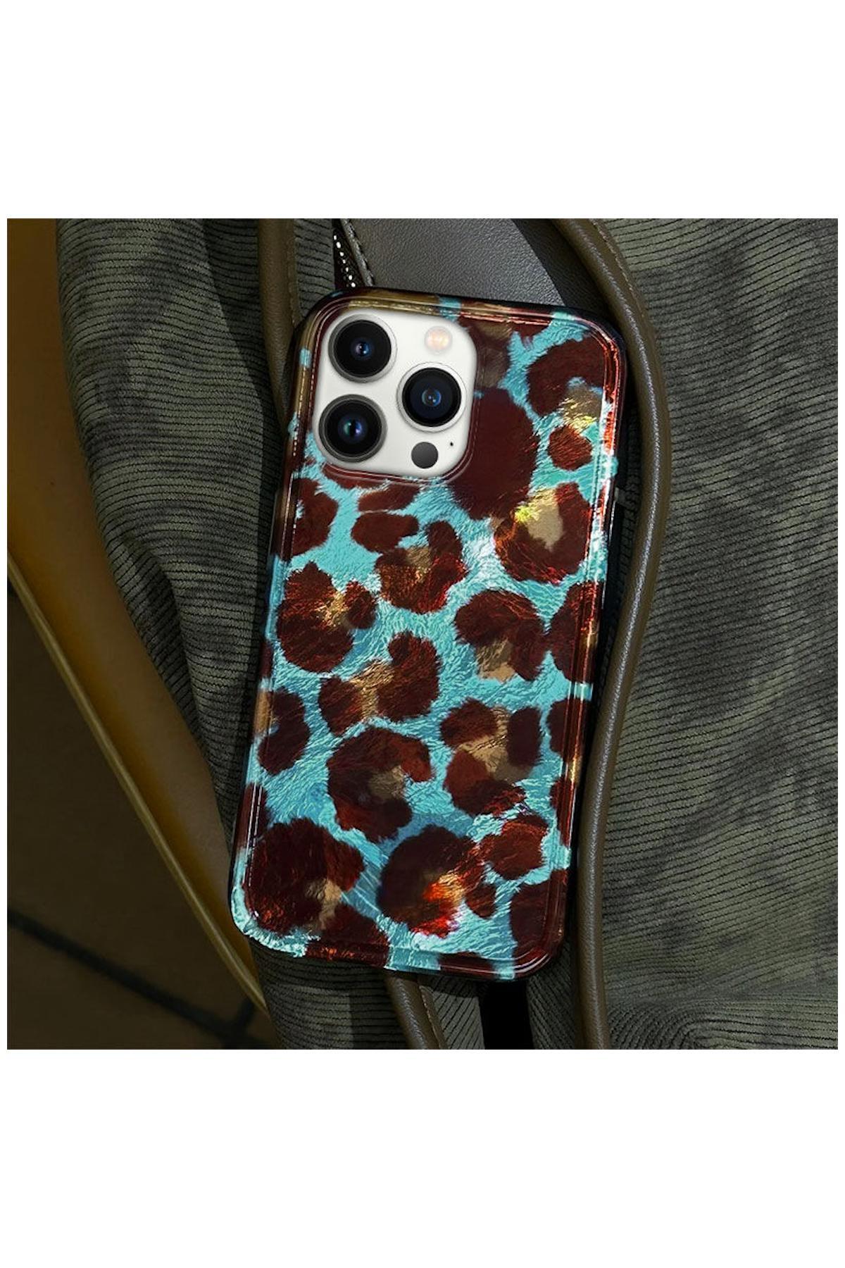 Apple iPhone 16 Pro Uyumlu Kılıf Zebana Luxe Leopard Silikon Kılıf Mor