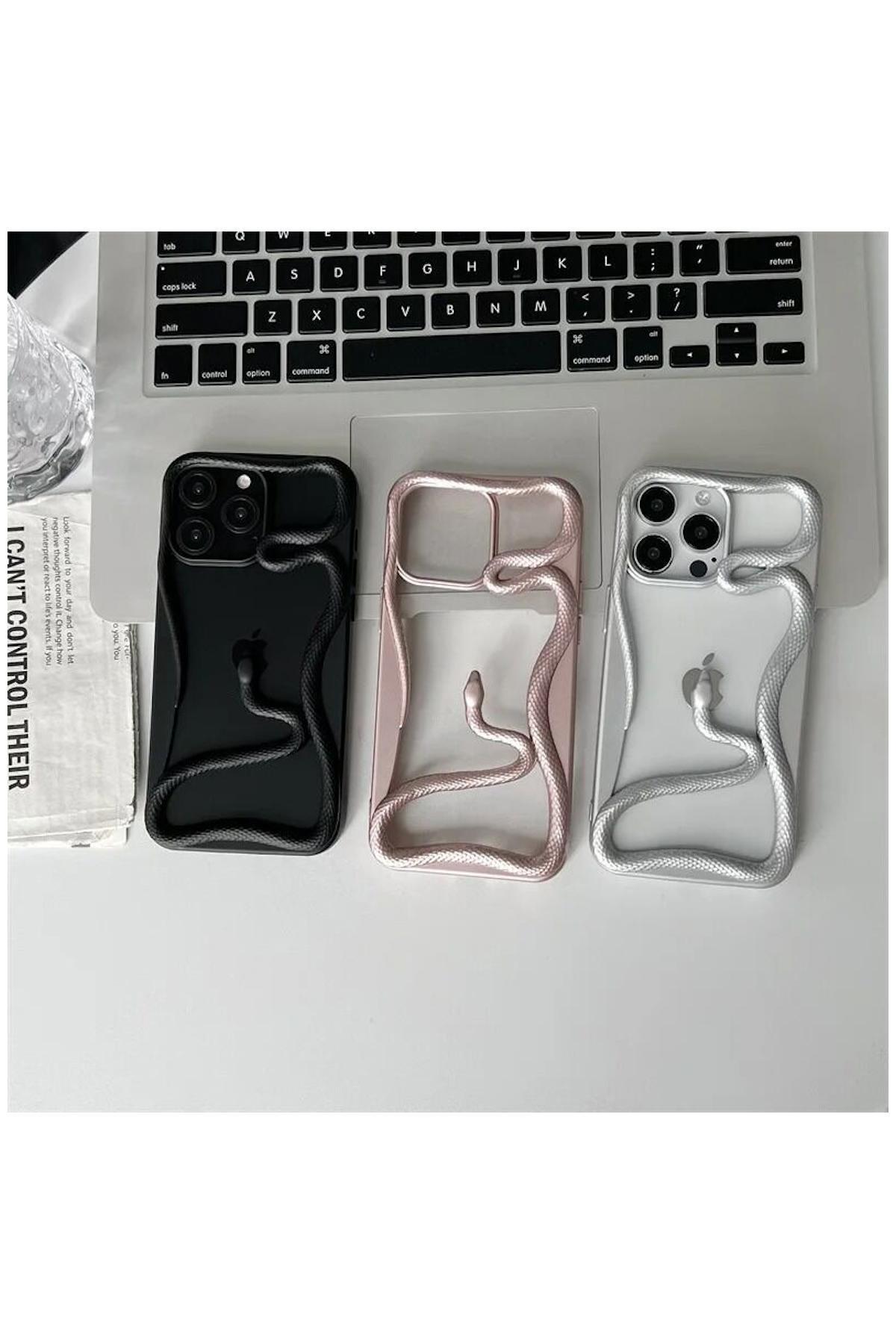 Apple iPhone 13 Uyumlu Kılıf Zebana 3D Snake Silikon Kılıf