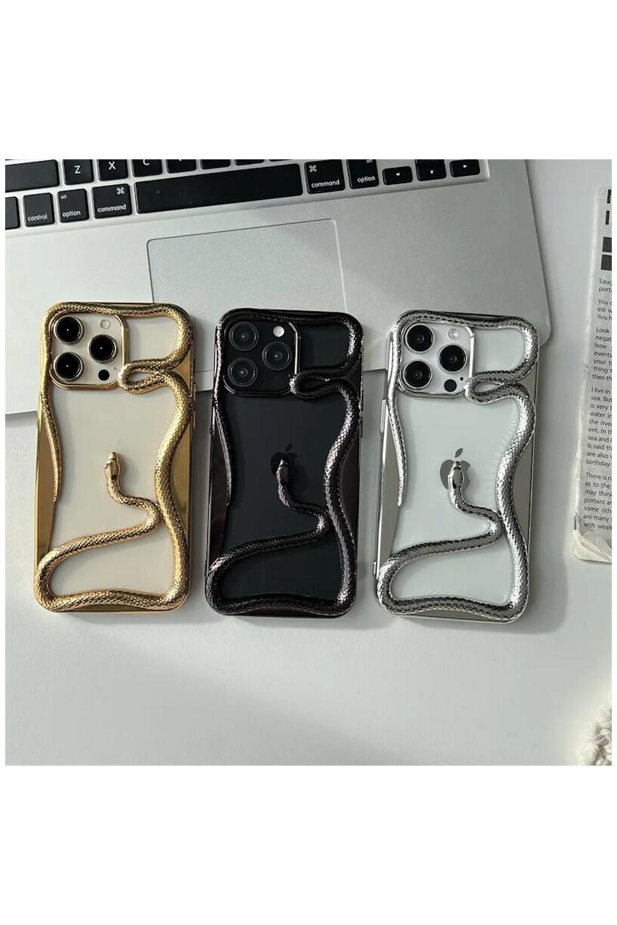 Apple iPhone 13 Uyumlu Kılıf Zebana 3D Snake Silikon Kılıf