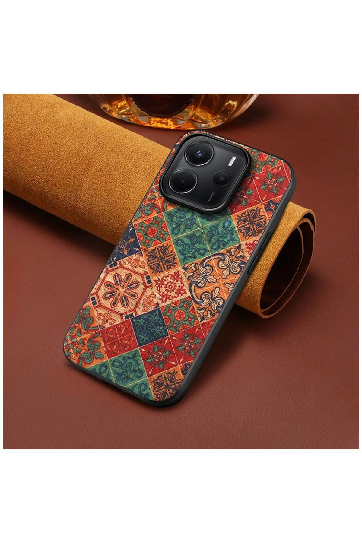 Xiaomi Redmi Note 14 5G Uyumlu Kılıf Vintage Kumaş Kılıf Desen 3