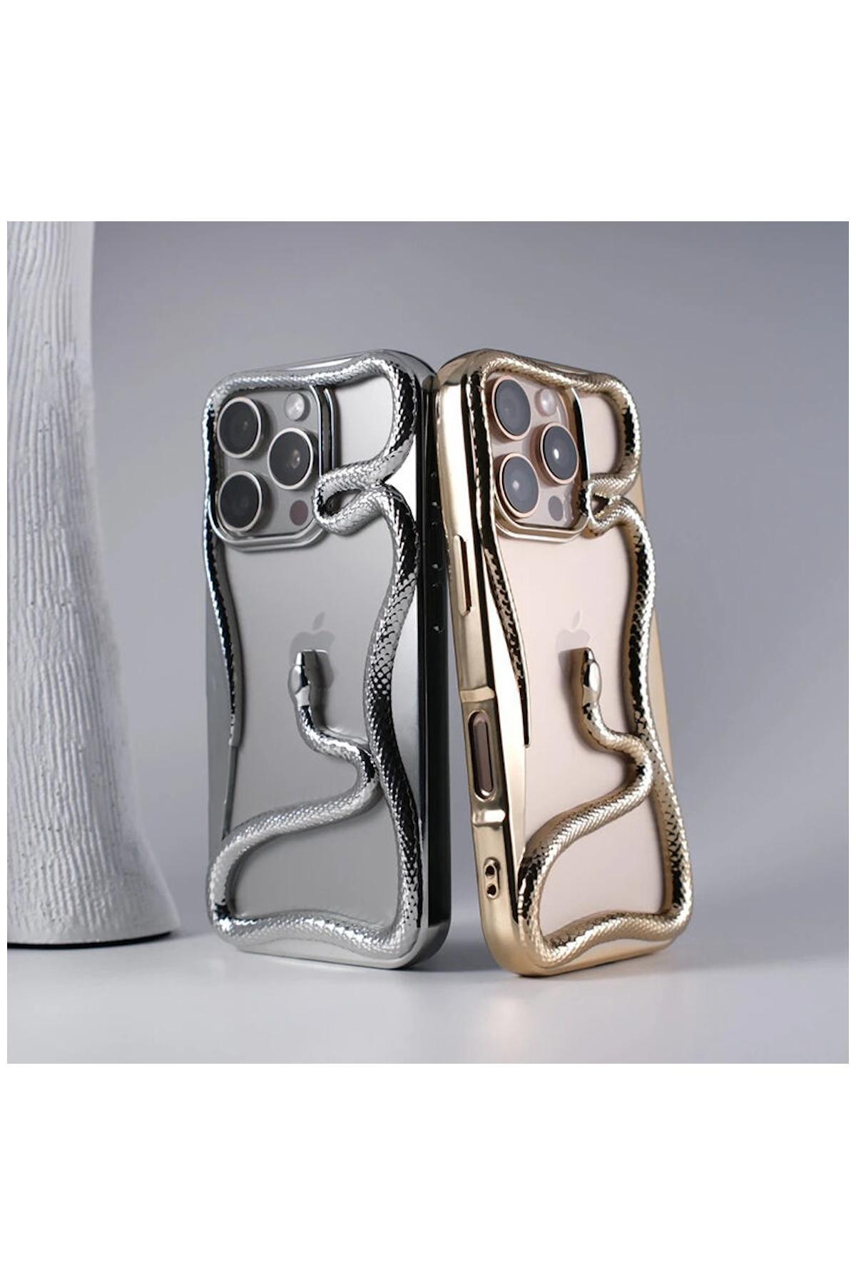 Apple iPhone 13 Uyumlu Kılıf Zebana 3D Snake Silikon Kılıf