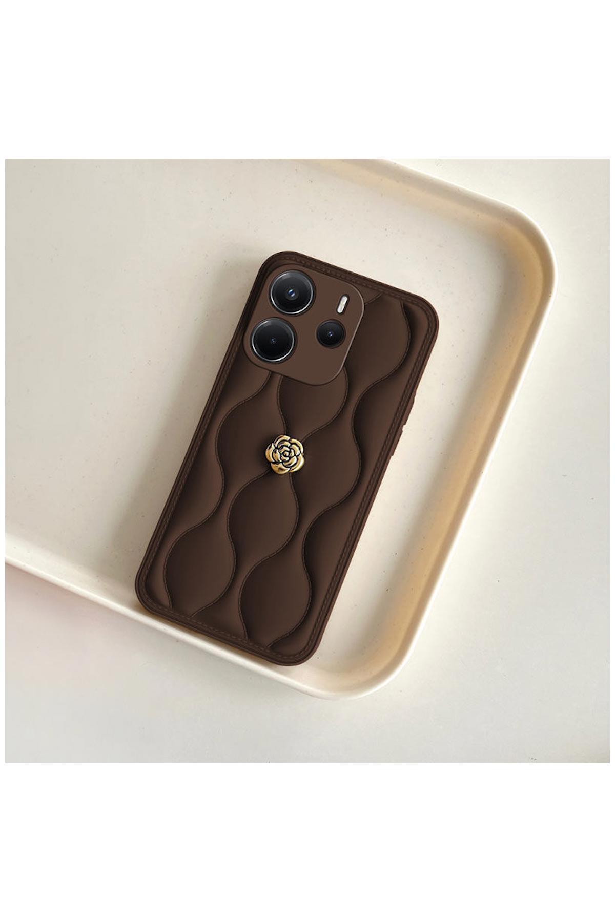 Xiaomi Redmi Note 14 5G Uyumlu Kılıf Zebana Camellia Deri Kılıf