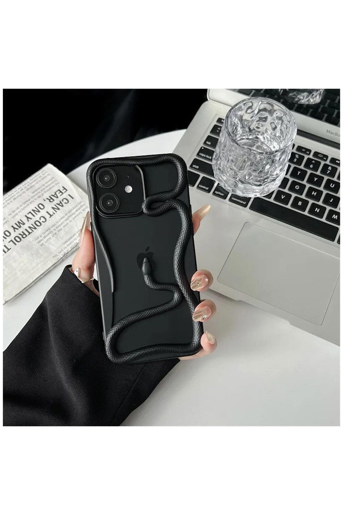 Apple iPhone 11 Uyumlu Kılıf Zebana 3D Snake Silikon Kılıf