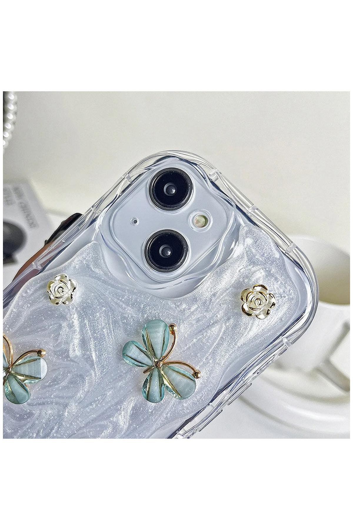 Apple iPhone 13 Uyumlu Kılıf Zebana Floral Silikon Kılıf Yeşil