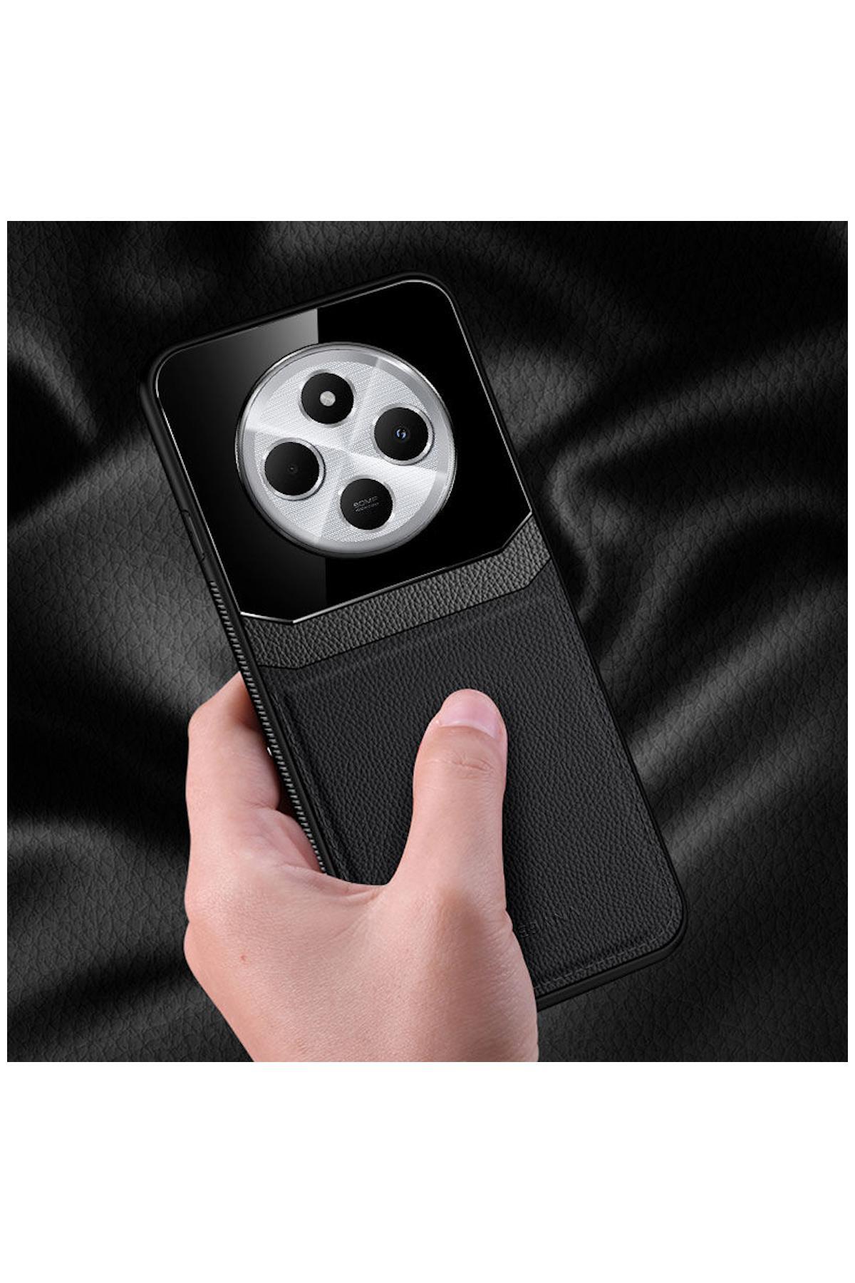 Xiaomi Redmi 14C Uyumlu Kılıf Zebana Lens Deri Kılıf