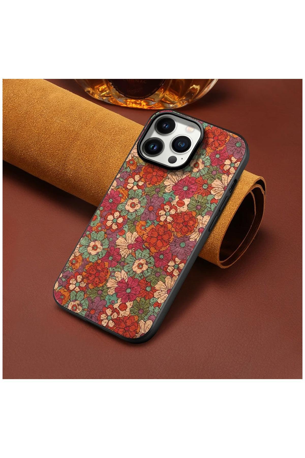 Apple iPhone 16 Pro Max Uyumlu Kılıf Vintage Kumaş Kılıf Desen 1