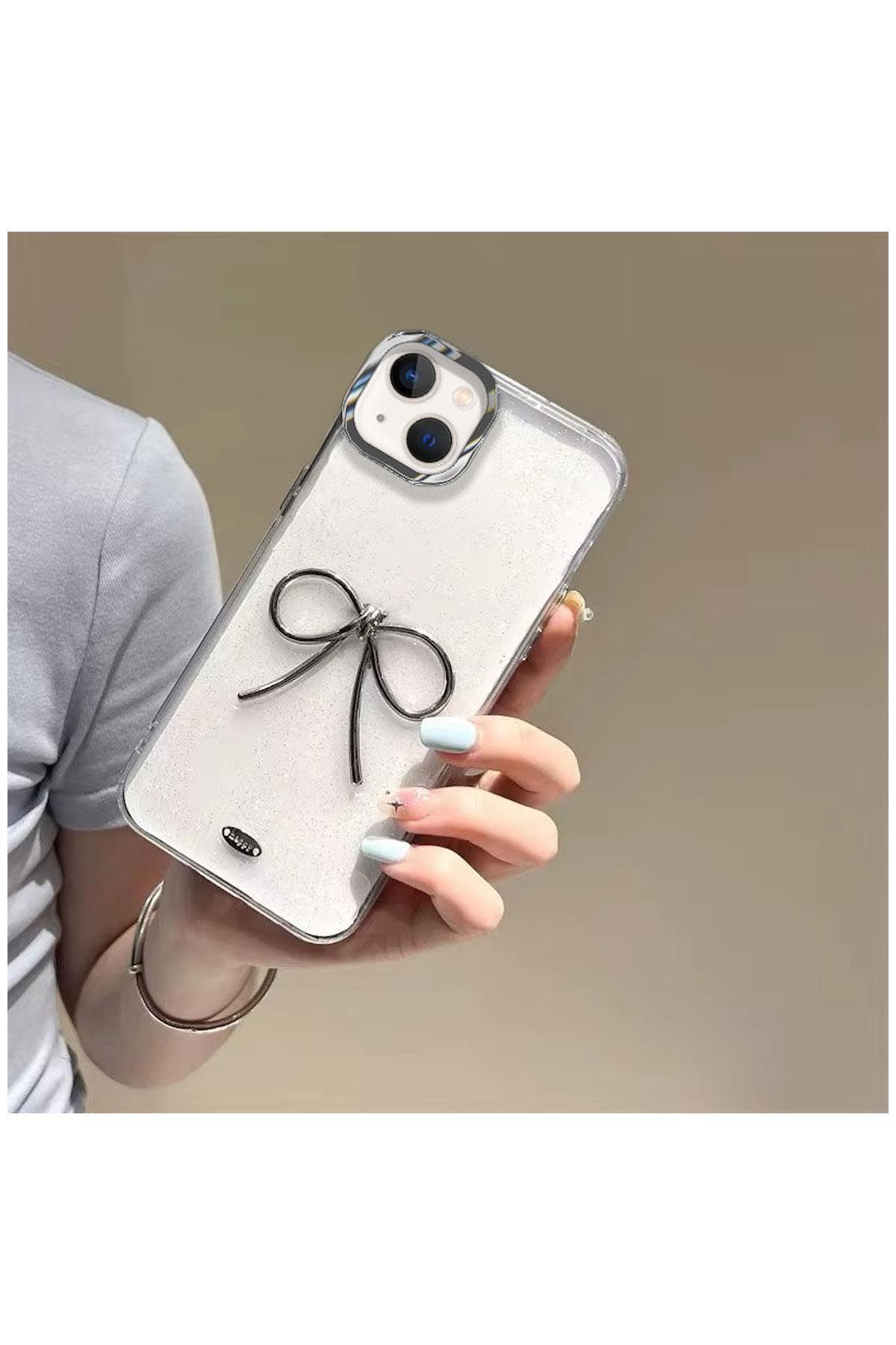 Apple iPhone 13 Uyumlu Kılıf Bow Silikon Kılıf