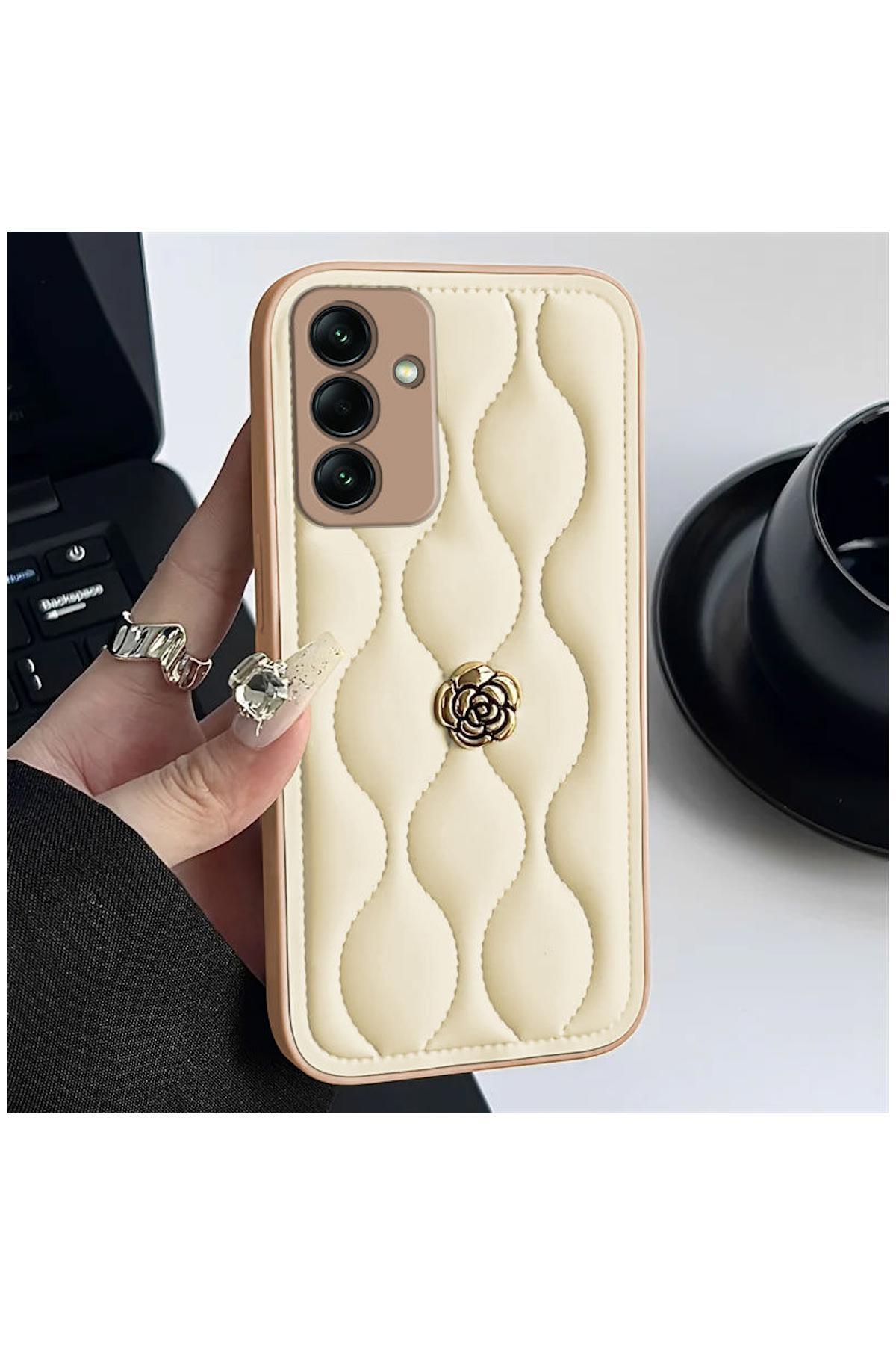 Samsung Galaxy A34 Uyumlu Kılıf Zebana Camellia Deri Kılıf