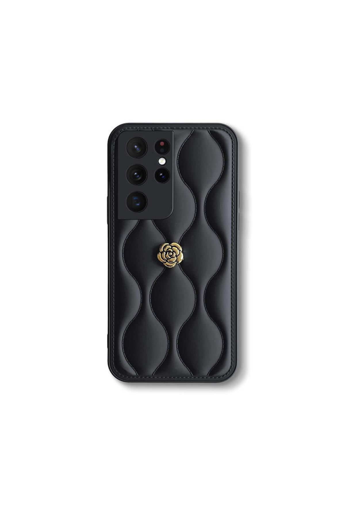 Samsung Galaxy S24 Ultra Uyumlu Kılıf Zebana Camellia Deri Kılıf