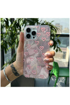 Apple iPhone 14 Pro Max Uyumlu Kılıf Zebana Pink Heart Silikon Kılıf Pembe
