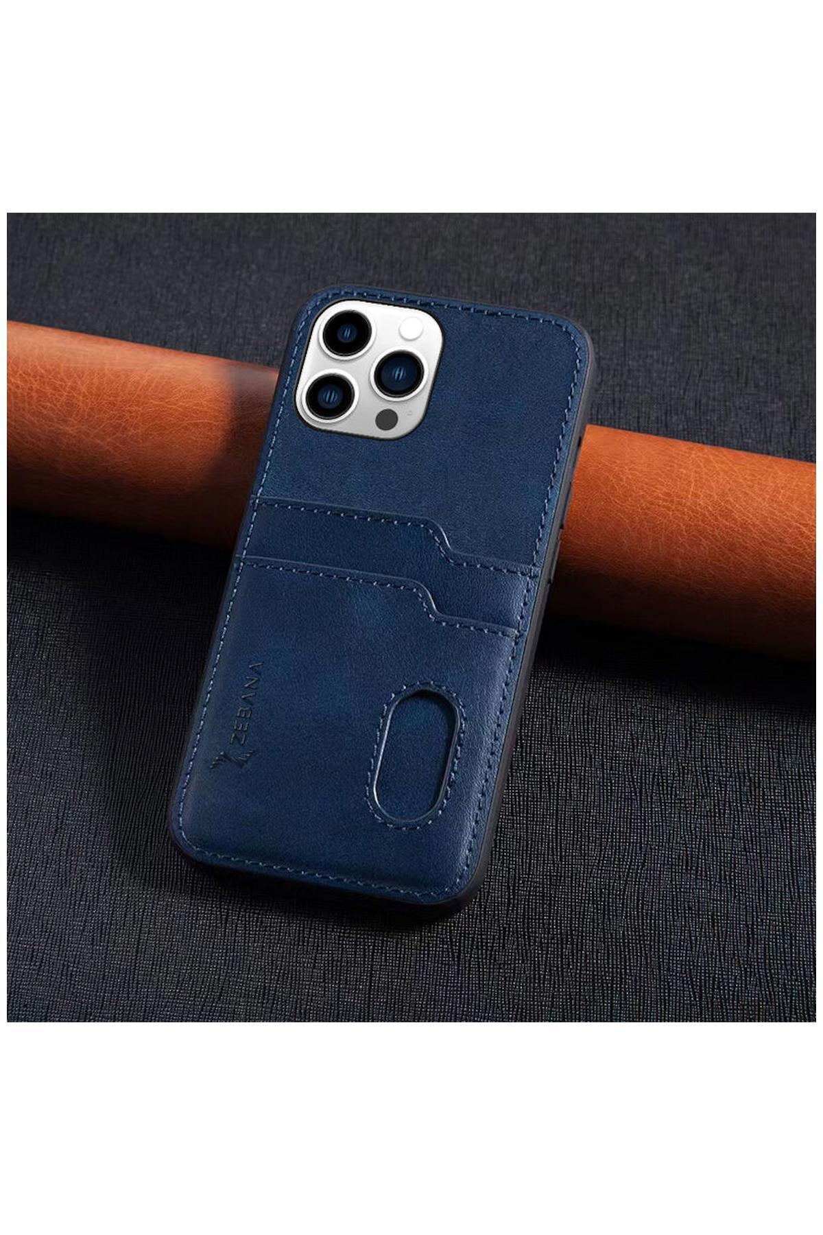 Apple iPhone 16 Pro Uyumlu Kılıf Zebana Kartlıklı Lüx Deri Kılıf