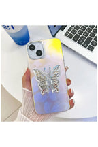 Apple iPhone 13 Uyumlu Kılıf Zebana Standlı Kelebek Silikon Kılıf