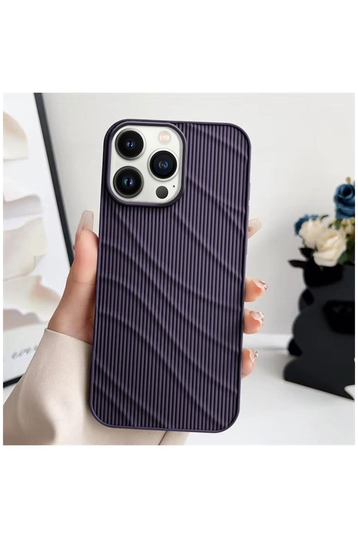 Apple iPhone 14 Pro Max Uyumlu Kılıf Fine-Line Silikon Kılıf Derin Mor