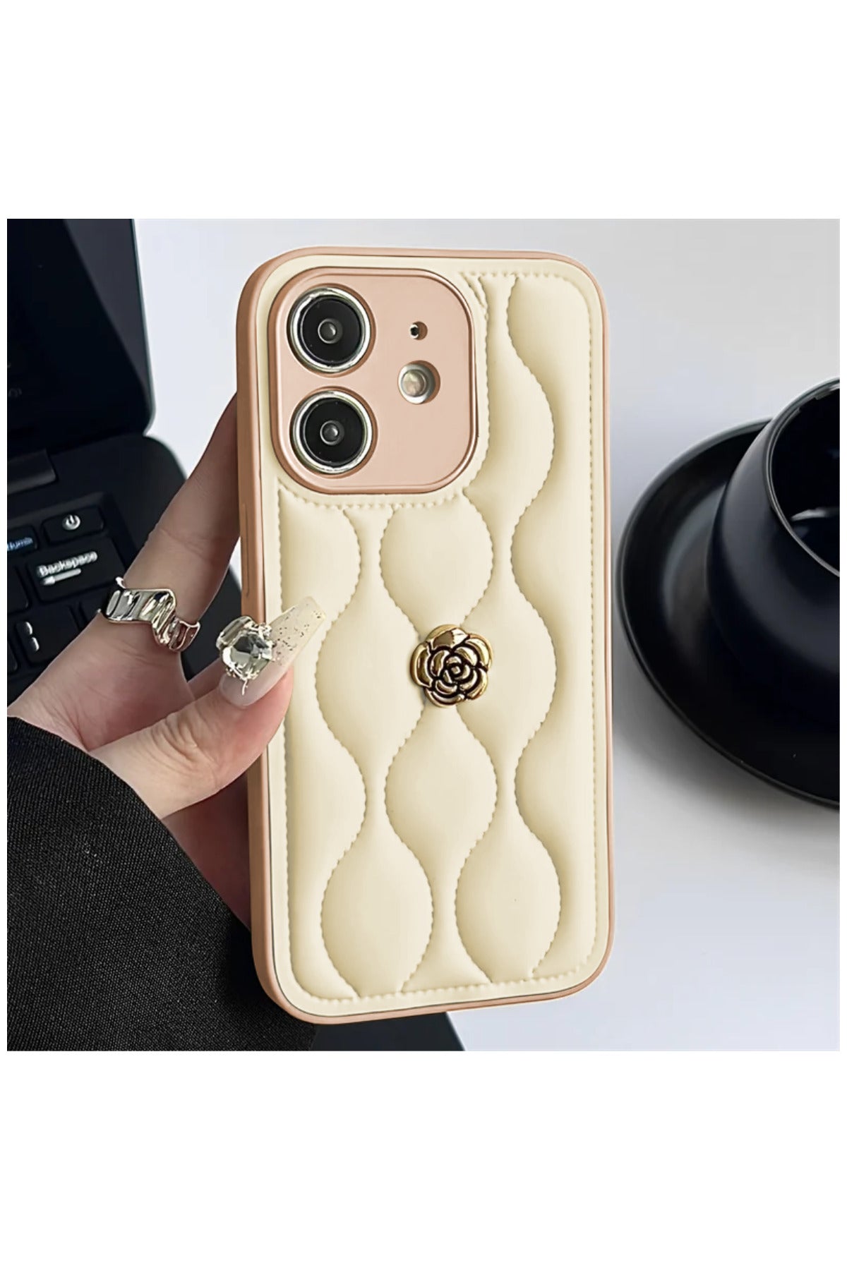 Apple iPhone 12 Uyumlu Kılıf Zebana Camellia Deri Kılıf