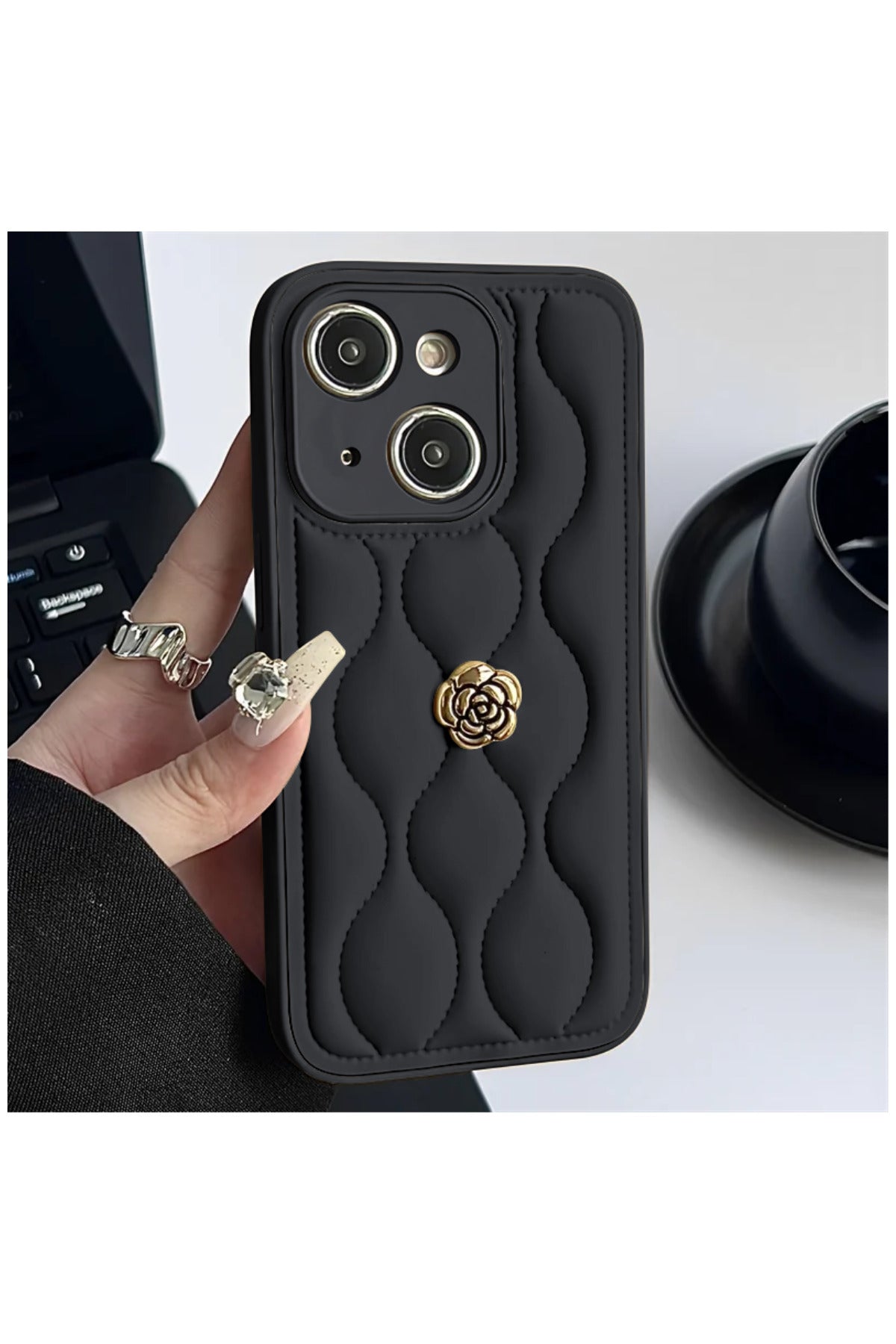 Apple iPhone 14 Uyumlu Kılıf Zebana Camellia Deri Kılıf