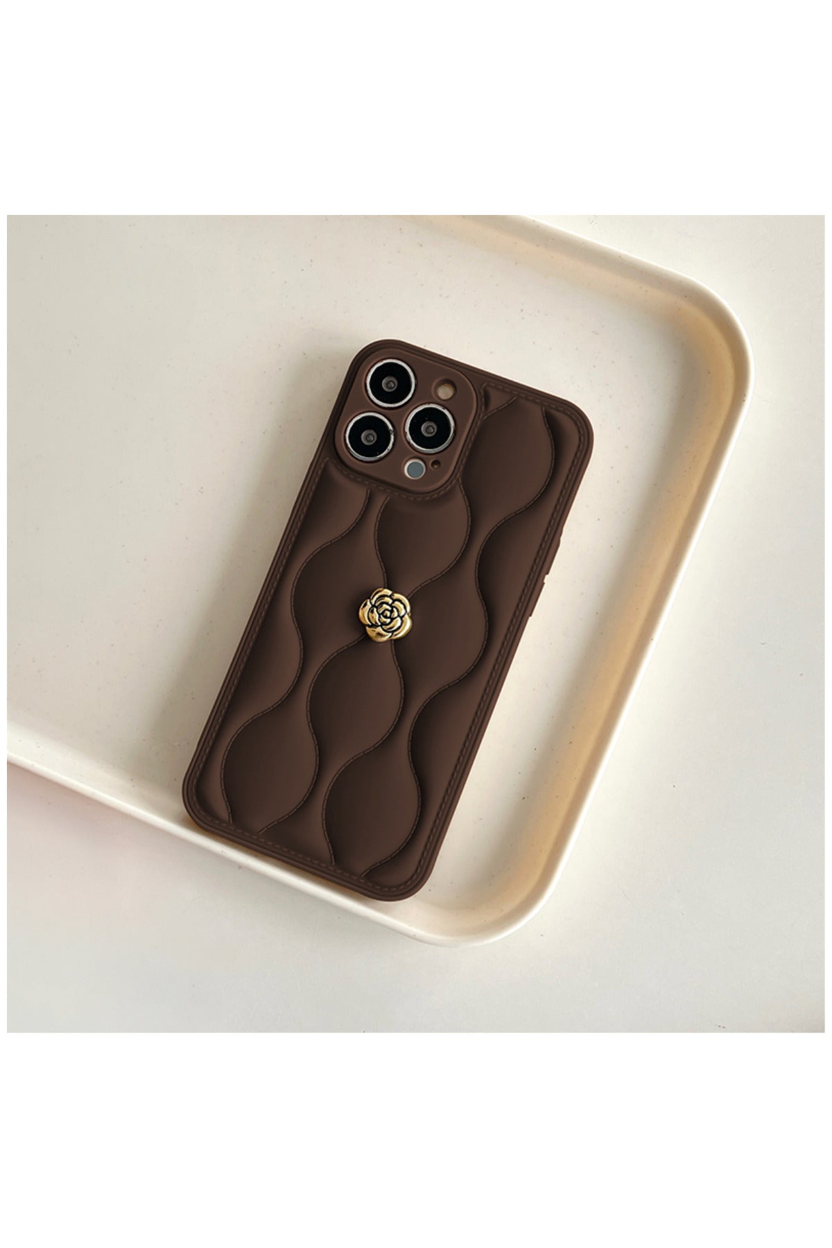 Apple iPhone 14 Pro Uyumlu Kılıf Zebana Camellia Deri Kılıf Kahverengi