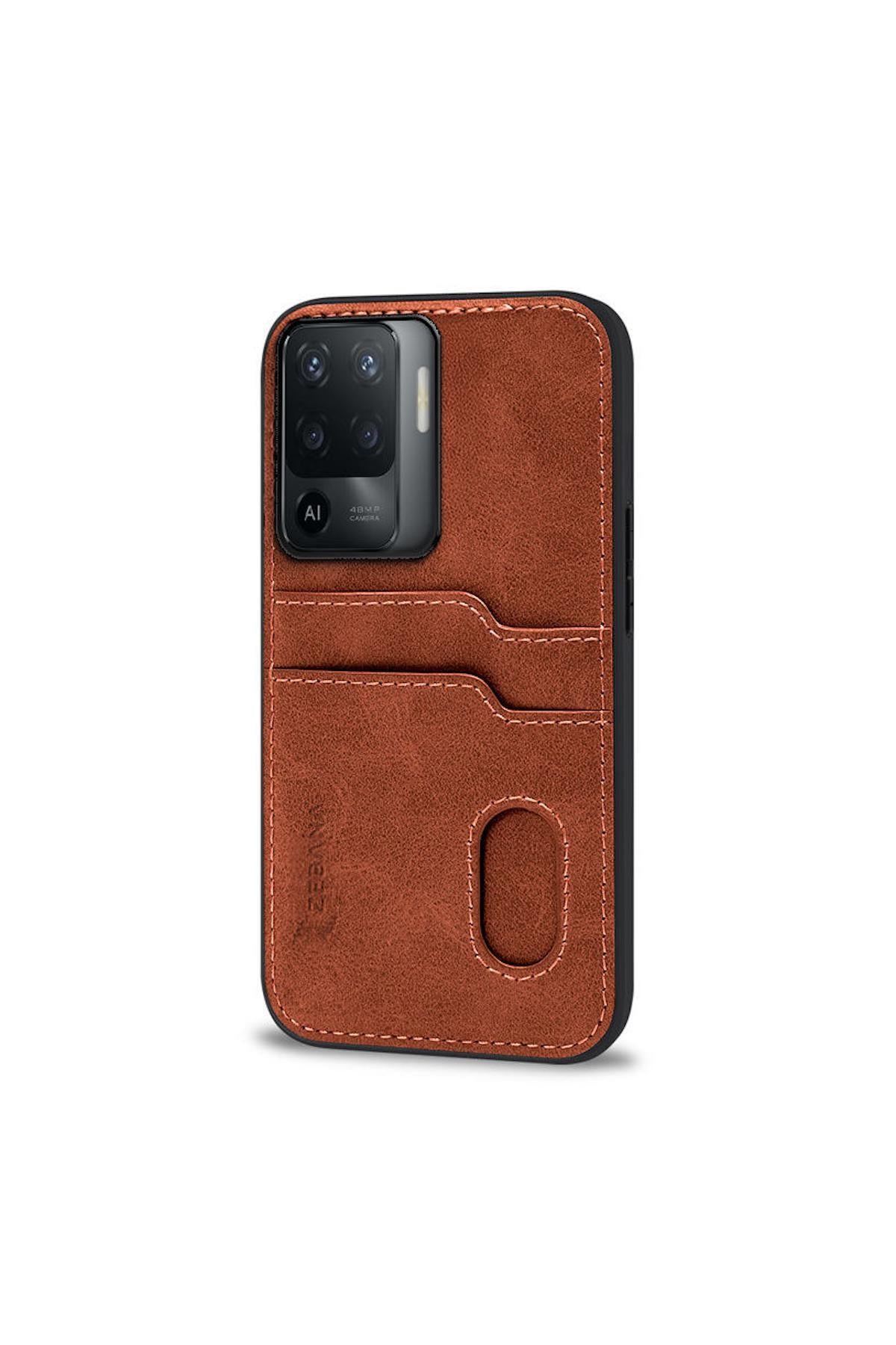 Oppo Reno 5 Lite Uyumlu Kılıf Kartlıklı Lüx Deri Kılıf