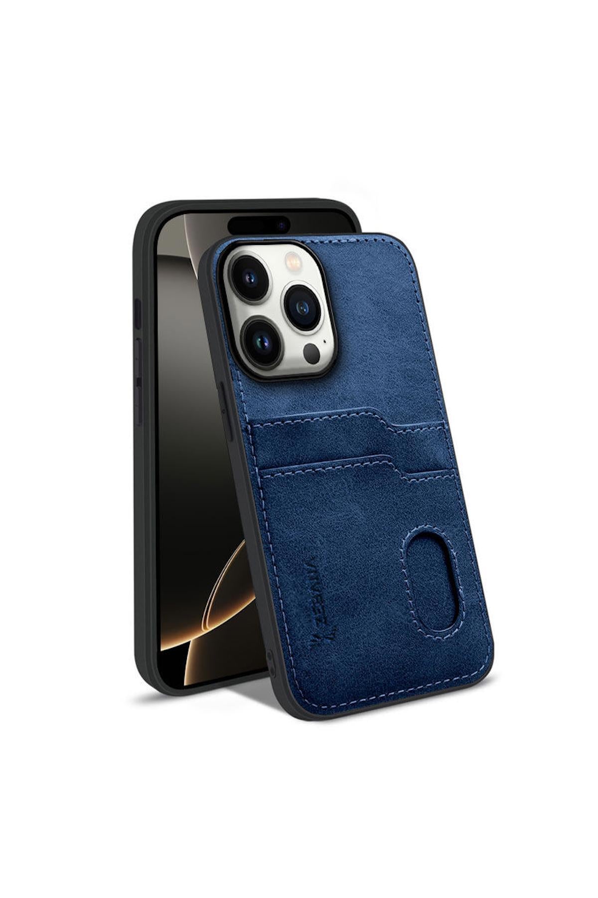 Apple iPhone 14 Pro Uyumlu Kılıf Kartlıklı Lüx Deri Kılıf