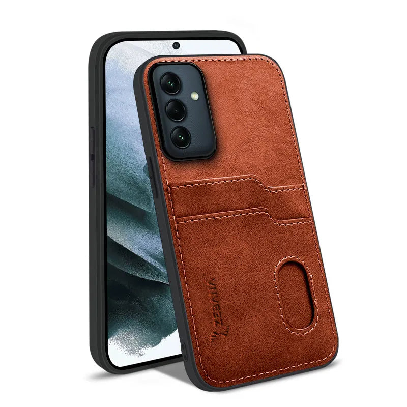 Samsung Galaxy A16 Techtrend Kartlıklı Lüx Deri Kılıf Mavi