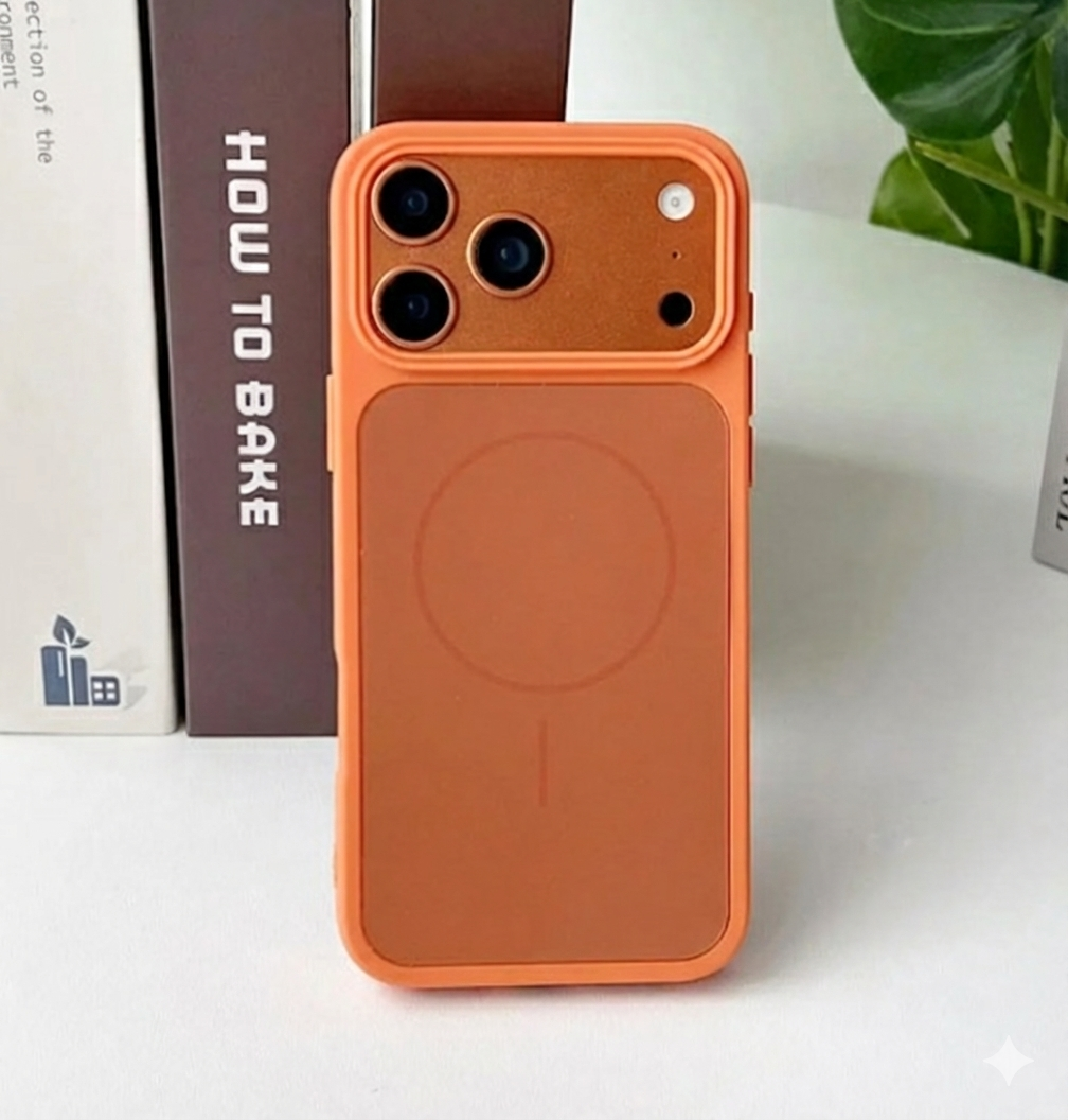 Zebana Apple iPhone 17 Pro Max Uyumlu Kılıf Elista M-Safe Silikon Kılıf Turuncu