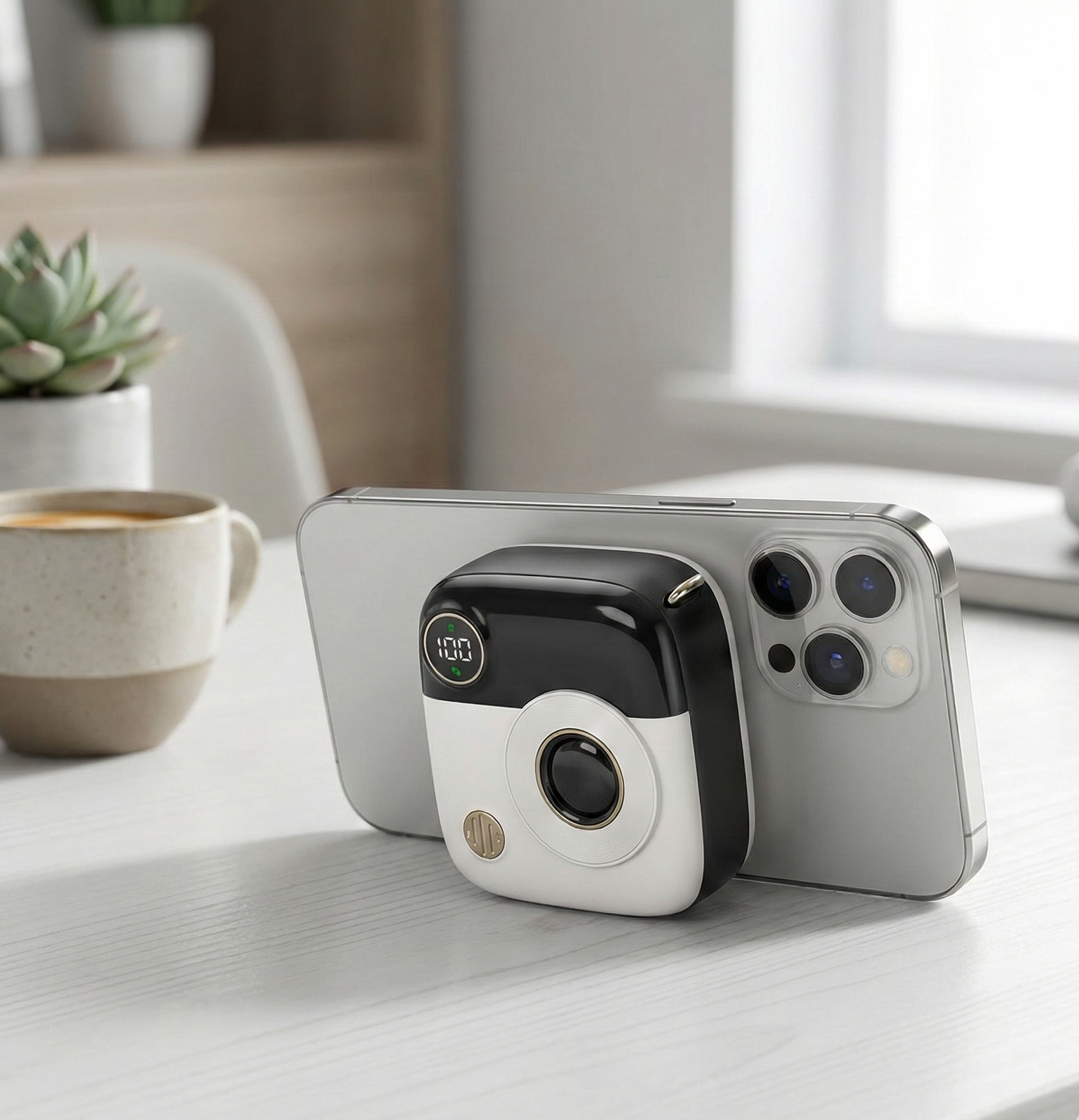 XO Simple is Beauty Retro Kamera Görünümlü Manyetik Kablosuz Powerbank, 10000mAh, MagSafe İle Uyumlu, LED Ekranlı, PR223, Taşınabilir, 20W Type-C giriş, Avuç İçi Boyutunda