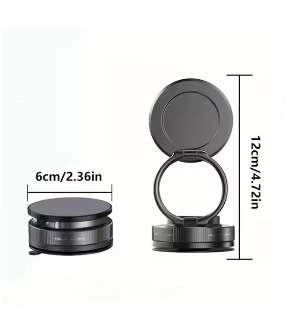 Zebana T28 360° Dönebilen Vakumlu Manyetik Telefon Tutucu Ayna-Cam-Araç İçi Siyah